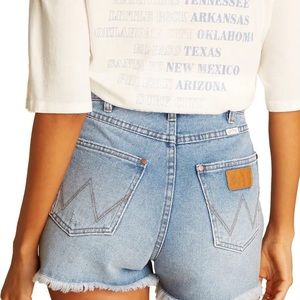 Wrangler Cutoff Shorts In Stone Light Blue Wash